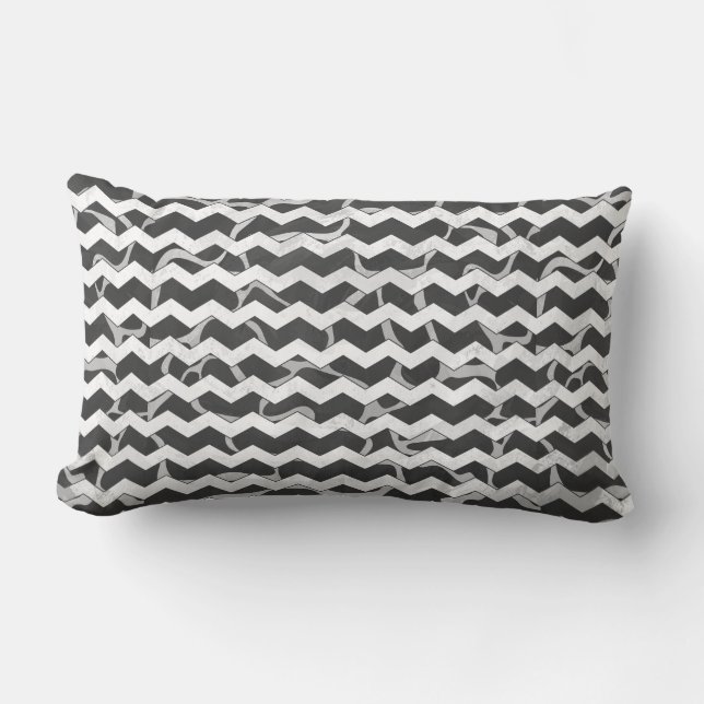 Giraffe Black and Grey Chevron Pattern Lumbar Cushion (Front)