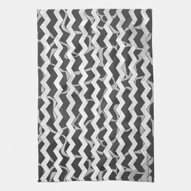 Giraffe Black and Grey Chevron Pattern Tea Towel (Vertical)