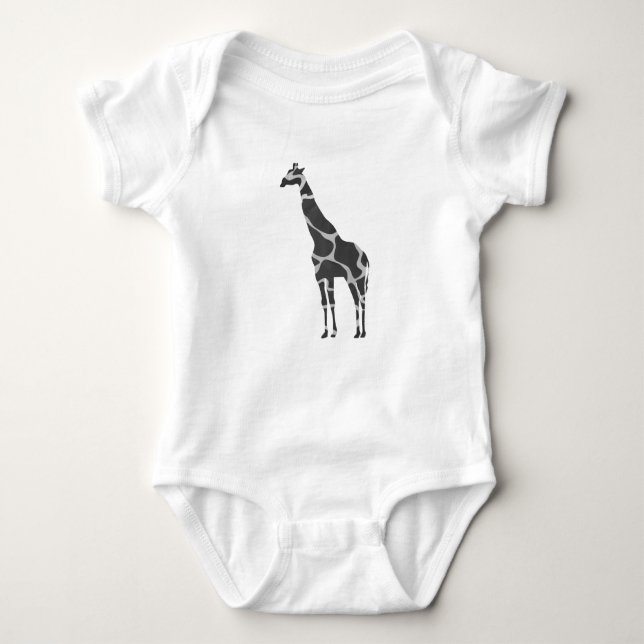 Giraffe Black and Grey Silhoutte Baby Bodysuit (Front)