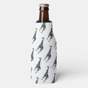 Giraffe Black and Grey Silhoutte Bottle Cooler