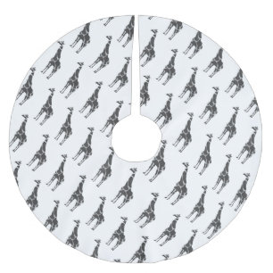 Giraffe Black and Grey Silhoutte Brushed Polyester Tree Skirt