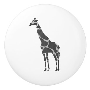 Giraffe Black and Grey Silhoutte Ceramic Knob