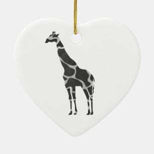 Giraffe Black and Grey Silhoutte Ceramic Tree Decoration