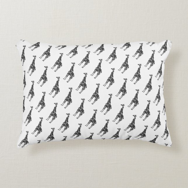 Giraffe Black and Grey Silhoutte Decorative Cushion (Front)