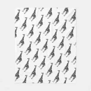 Giraffe Black and Grey Silhoutte Fleece Blanket
