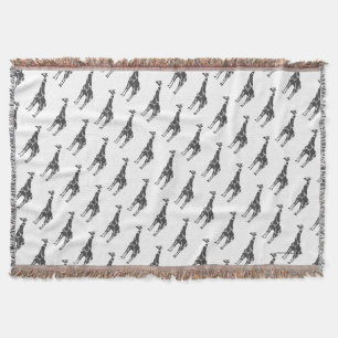 Giraffe Black and Grey Silhoutte Throw Blanket