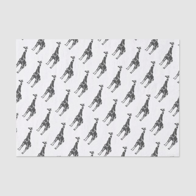 Giraffe Black and Grey Silhoutte Tissue Paper (Front)