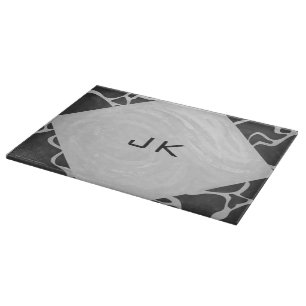 Giraffe Black and Light Grey Monogram Cutting Board