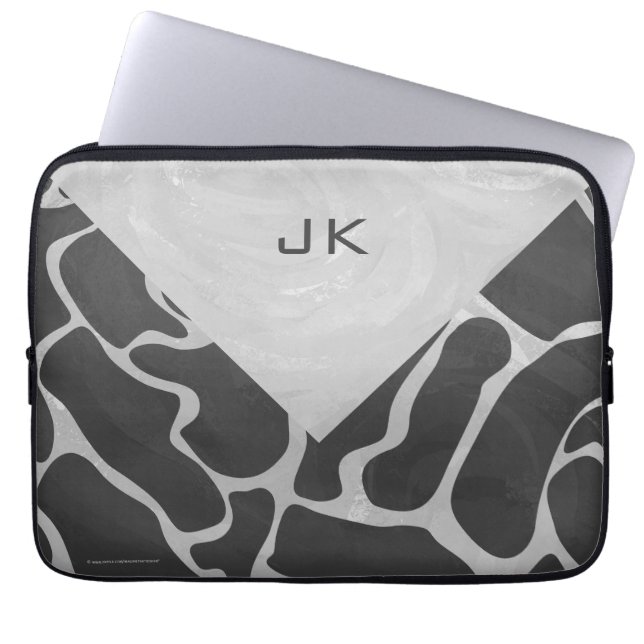 Giraffe Black and Light Grey Monogram Laptop Sleeve (Front)