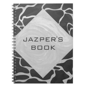 Giraffe Black and Light Grey Monogram Notebook