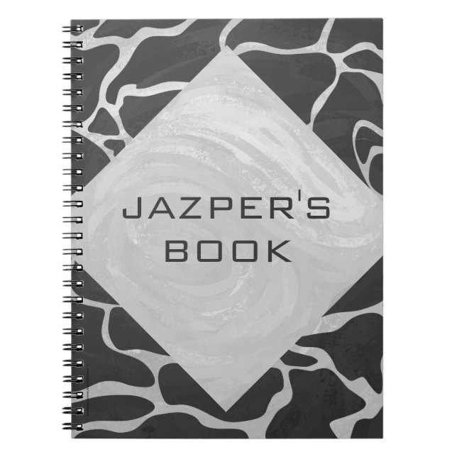 Giraffe Black and Light Grey Monogram Notebook (Front)