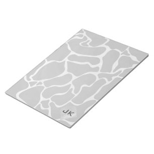Giraffe Black and Light Grey Monogram Notepad