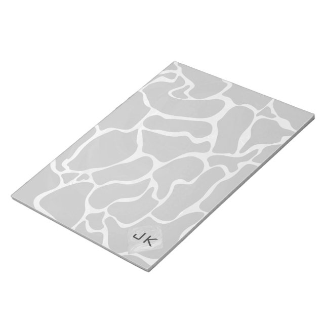 Giraffe Black and Light Grey Monogram Notepad (Angled)