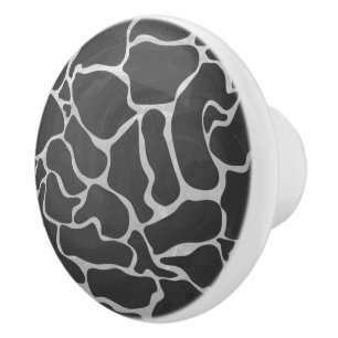 Giraffe Black and Light Grey Print Ceramic Knob