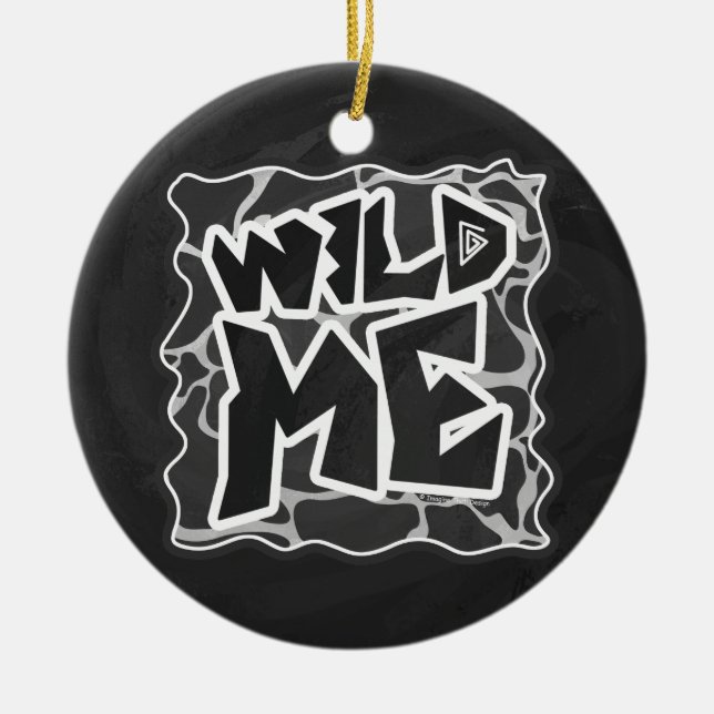 Giraffe Black and Light Grey Print Ceramic Ornament (Front)