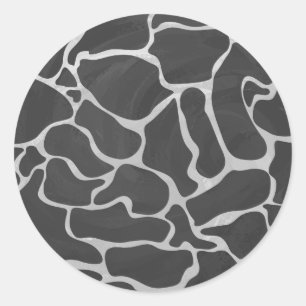 Giraffe Black and Light Grey Print Classic Round Sticker