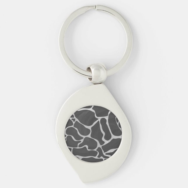 Giraffe Black and Light Grey Print Key Ring (Front)