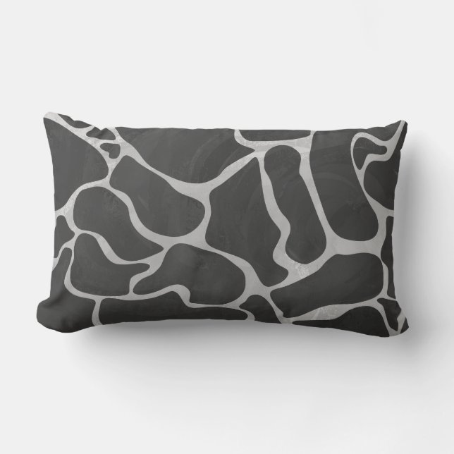 Giraffe Black and Light Grey Print Lumbar Cushion (Front)