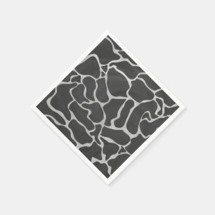 Giraffe Black and Light Grey Print Napkin