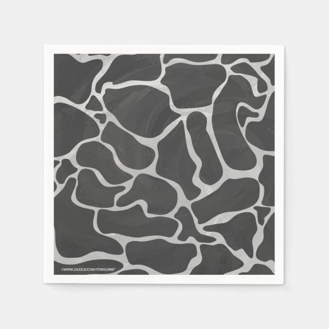 Giraffe Black and Light Grey Print Napkin (Front)