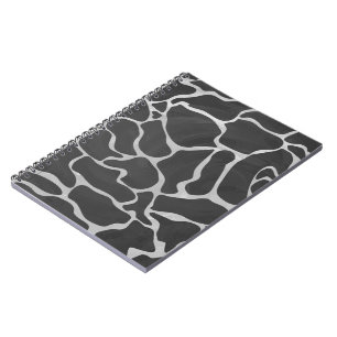 Giraffe Black and Light Grey Print Notebook