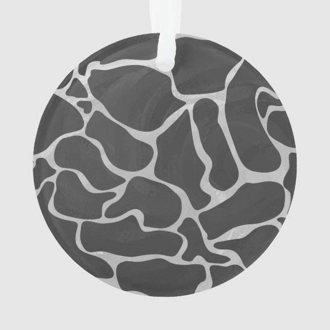 Giraffe Black and Light Grey Print Ornament (Back)