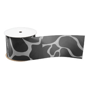 Giraffe Black and Light Grey Print Satin Ribbon