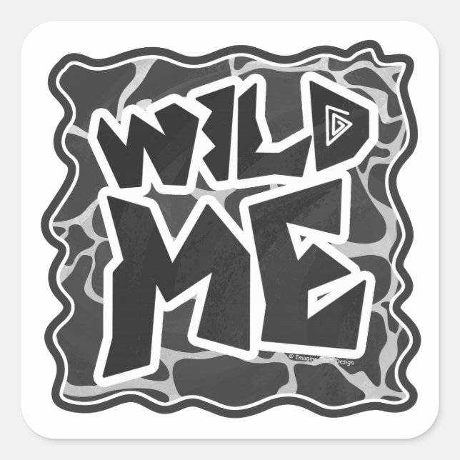 Giraffe Black and Light Grey Print Square Sticker (Front)