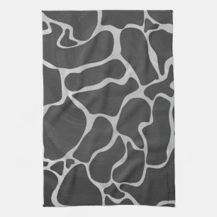 Giraffe Black and Light Grey Print Tea Towel