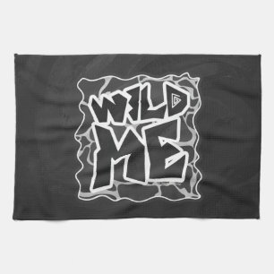 Giraffe Black and Light Grey Print Tea Towel