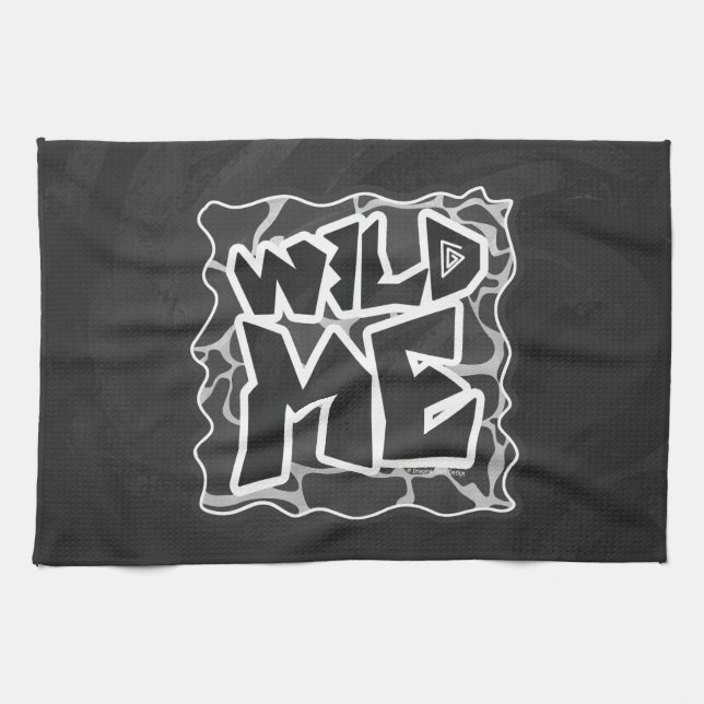 Giraffe Black and Light Grey Print Tea Towel (Horizontal)