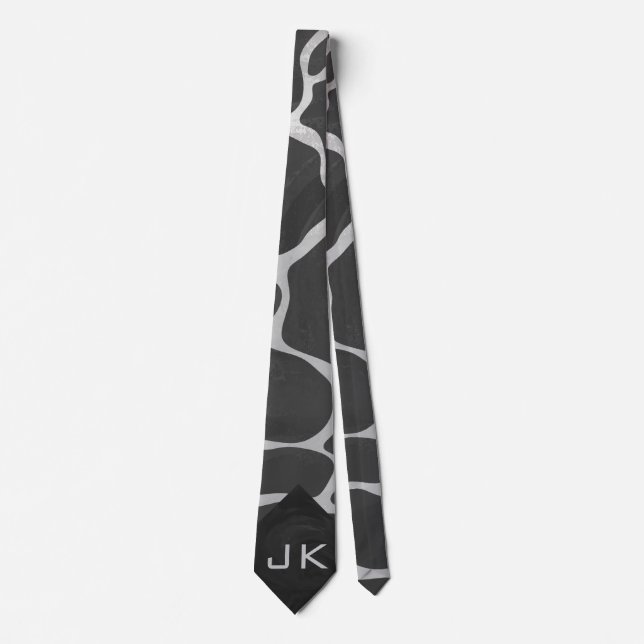 Giraffe Black and Light Grey Print Tie (Front)