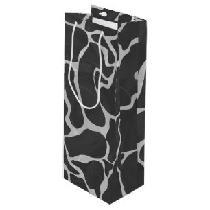 Giraffe Black and Light Grey Print Wine Gift Bag