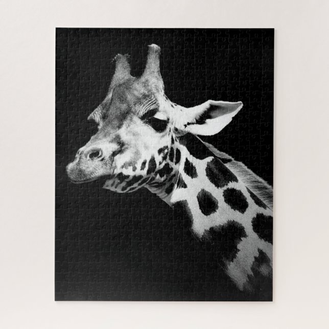 giraffe black and white jigsaw puzzle (Vertical)