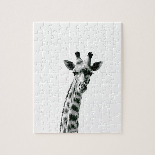 Giraffe Black and White Jigsaw Puzzle (Vertical)