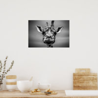 Giraffe Black And White Photography Art