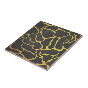 Giraffe Black and Yellow Print Ceramic Tile