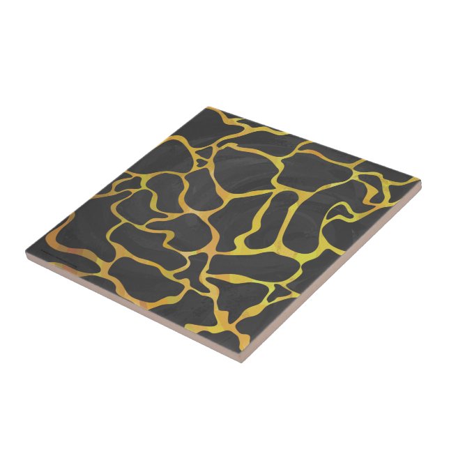 Giraffe Black and Yellow Print Ceramic Tile (Side)