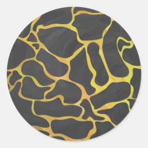 Giraffe Black and Yellow Print Classic Round Sticker