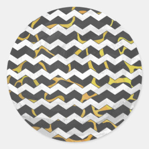 Giraffe Black and Yellow Print Classic Round Sticker