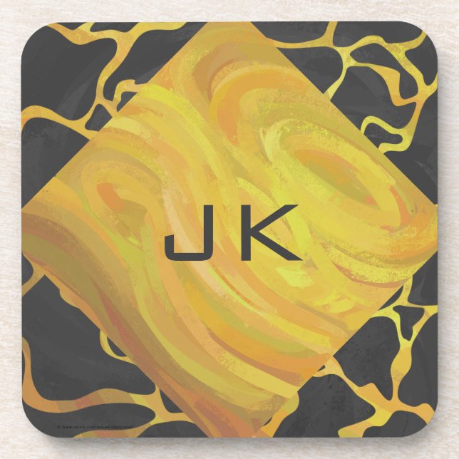 Giraffe Black and Yellow Print Coaster (Front)