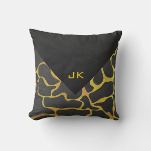 Giraffe Black and Yellow Print Cushion