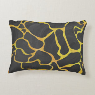 Giraffe Black and Yellow Print Decorative Cushion