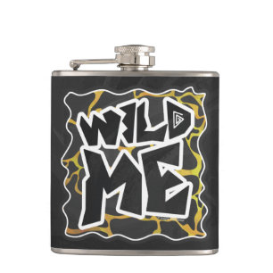 Giraffe Black and Yellow Print Hip Flask