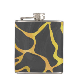Giraffe Black and Yellow Print Hip Flask