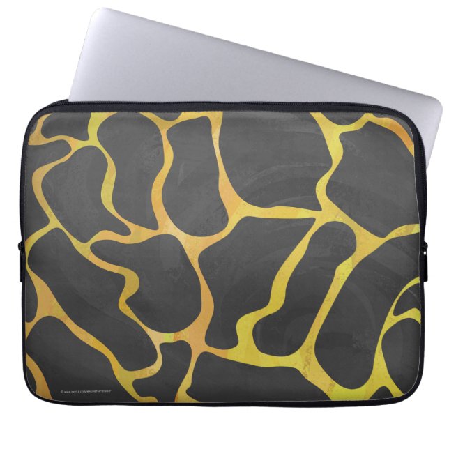 Giraffe Black and Yellow Print Laptop Sleeve (Front)