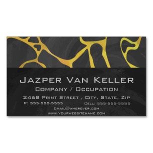 Giraffe Black and Yellow Print Magnetic Business Card