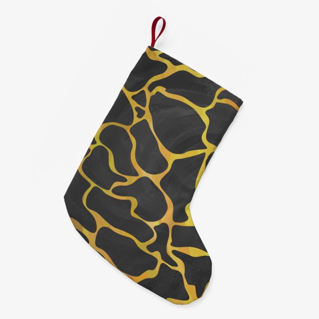Giraffe Black and Yellow Print Small Christmas Stocking (Front (Hanging))