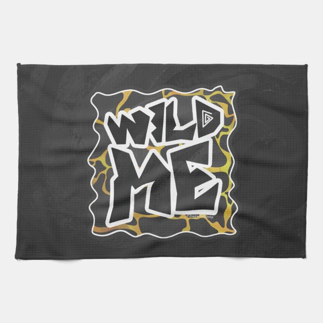 Giraffe Black and Yellow Print Tea Towel (Horizontal)