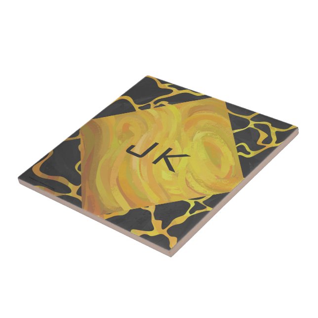 Giraffe Black and Yellow Print Tile (Side)